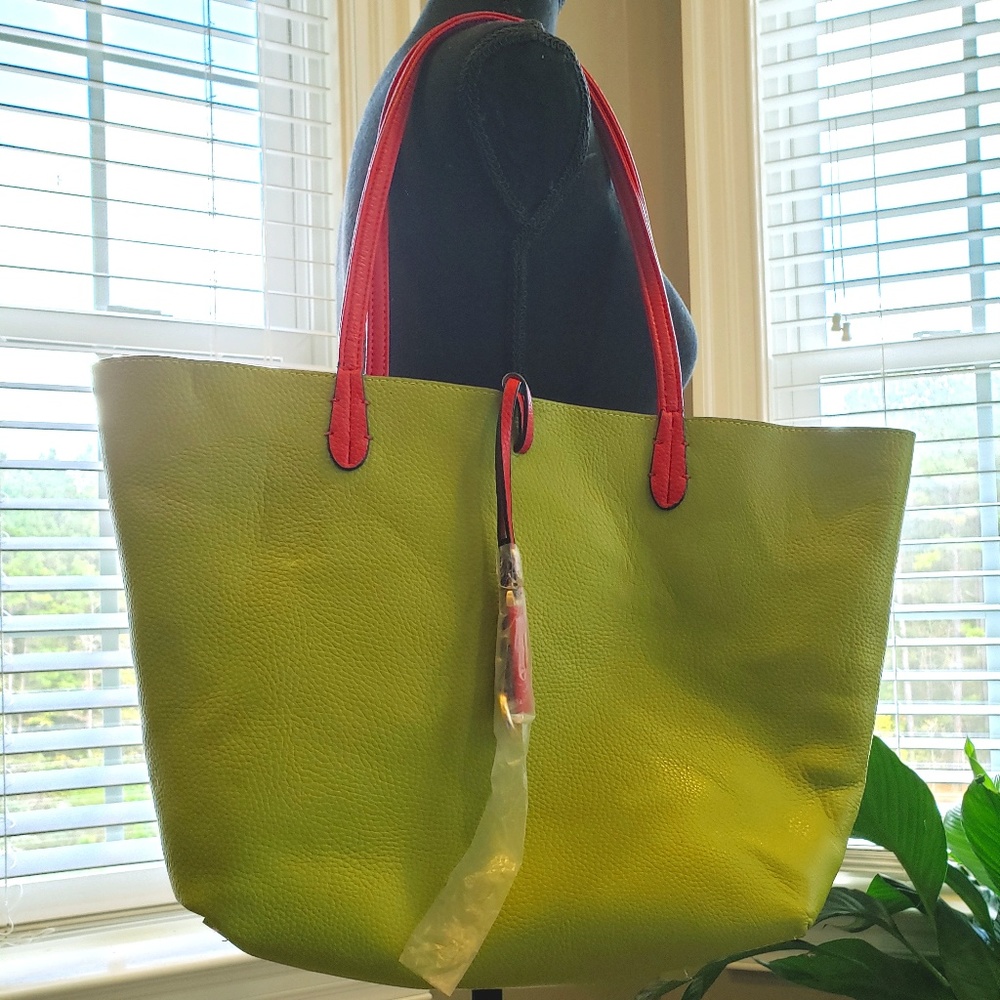 Large Pink and Green Reversible Tote